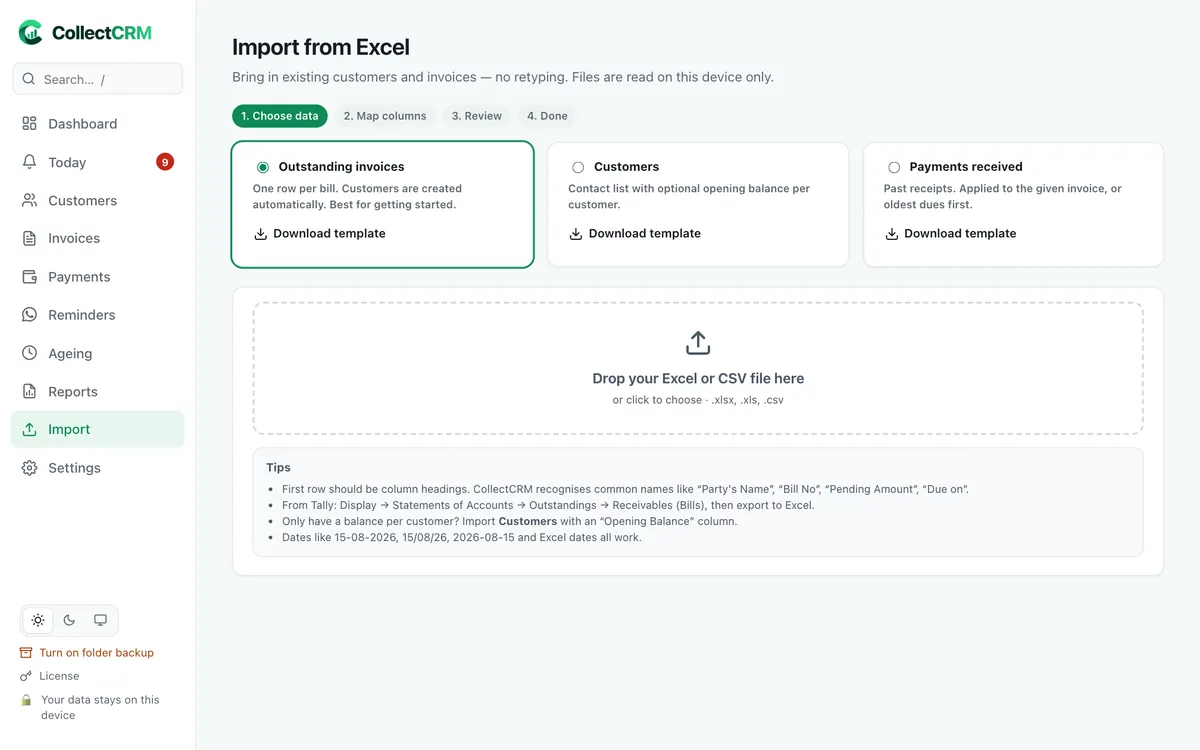 Import from Excel